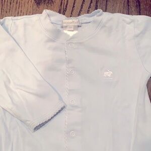 Babycottons 100% Pima Cotton pale blue footie with white stitched trim